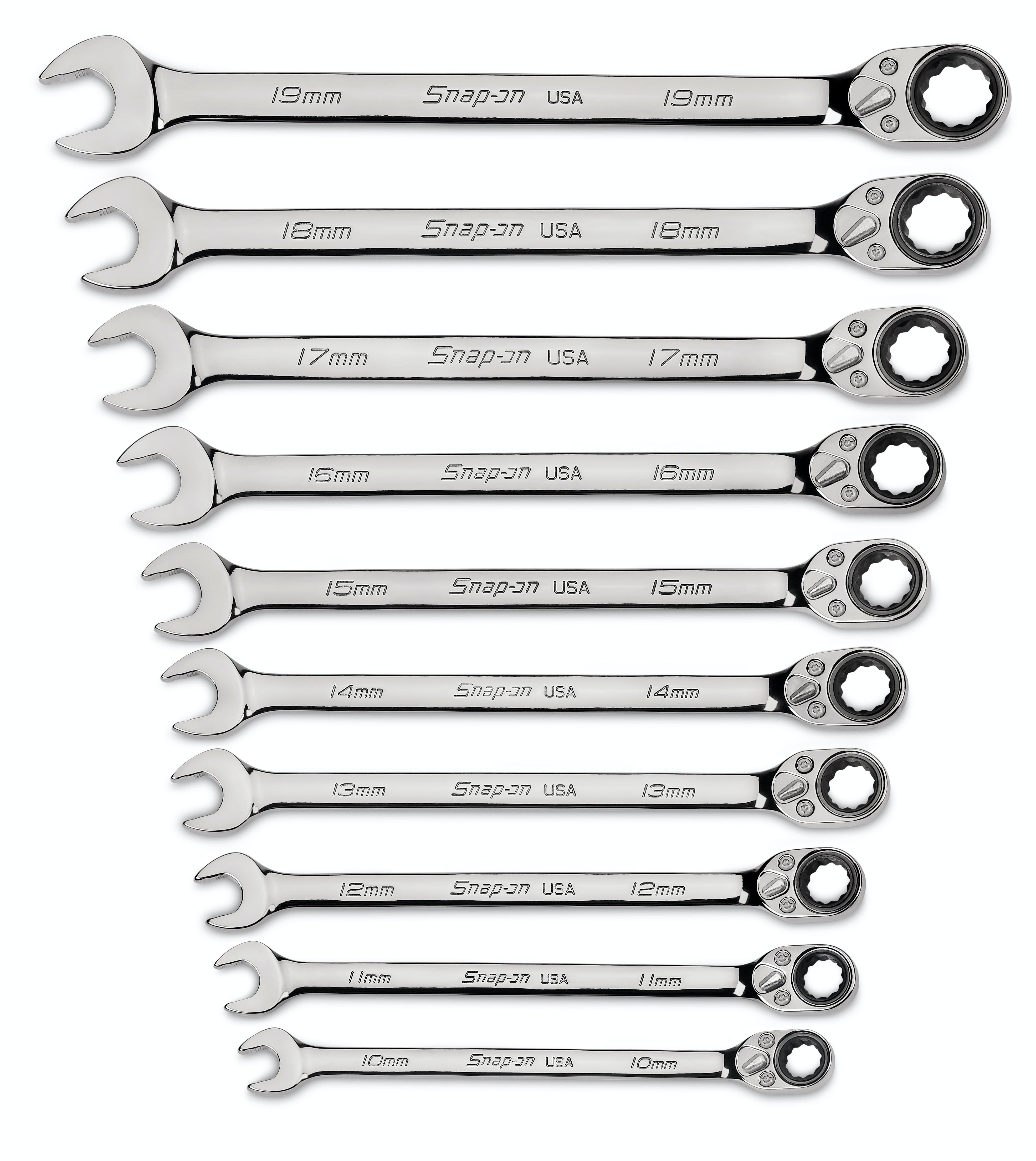 10 pc Metric Flank Drive® Plus Reversible Ratcheting Combination Wrench Set (10-19 mm) | SOXRRM710A 10 pc Metric Flank Drive® Plus Reversible Ratcheting Combination Wrench Set (10-19 mm) | SOXRRM710A